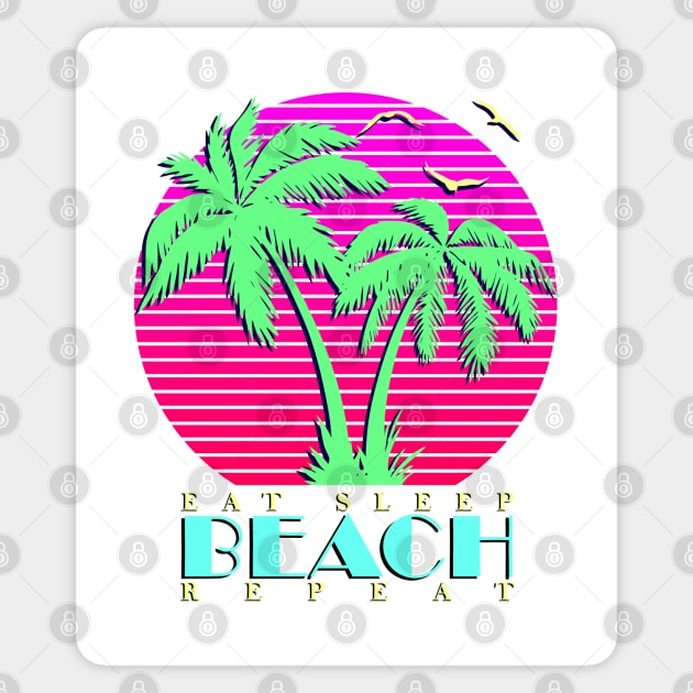 Eat Sleep Beach Repeat Sticker by Nerd_art